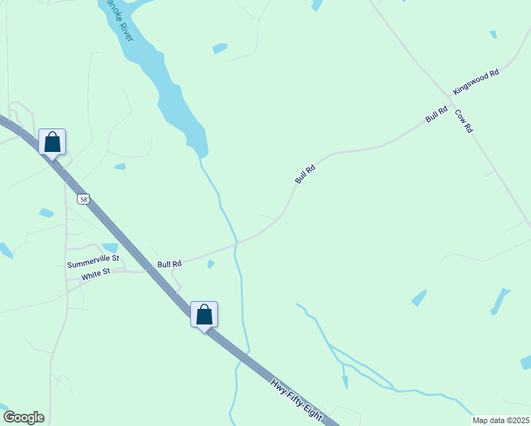 map of restaurants, bars, coffee shops, grocery stores, and more near 680 Bull Road in Buffalo Junction