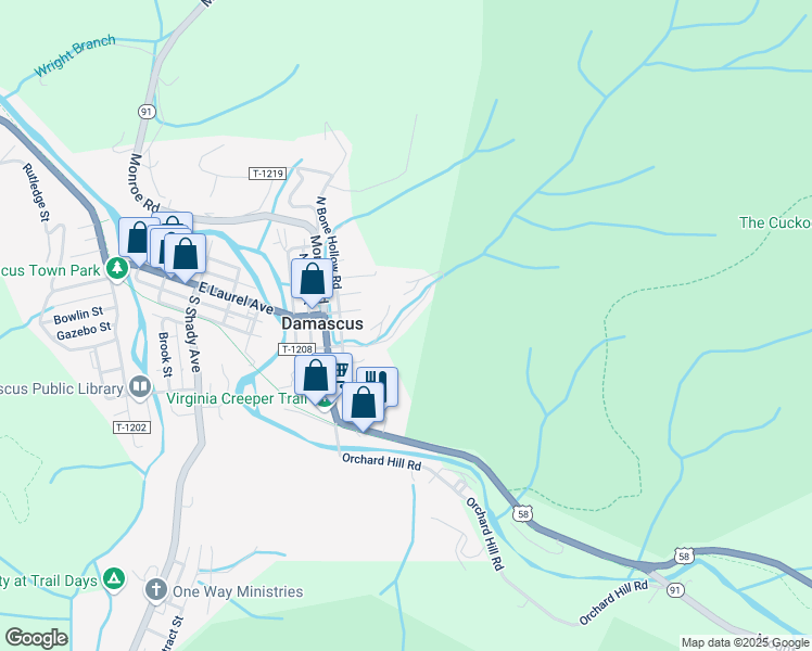 map of restaurants, bars, coffee shops, grocery stores, and more near 33200 Rebel Circle in Damascus