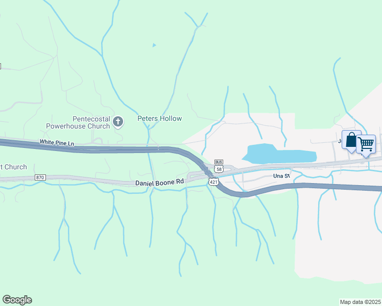map of restaurants, bars, coffee shops, grocery stores, and more near U.S. 421 in Gate City