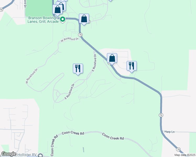 map of restaurants, bars, coffee shops, grocery stores, and more near 813 Holiday Ridge in Kirbyville