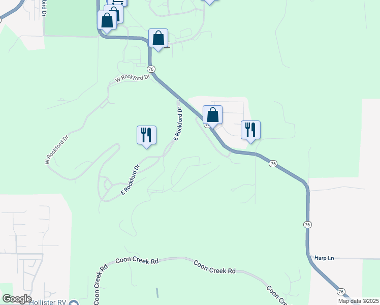 map of restaurants, bars, coffee shops, grocery stores, and more near 815 Holiday Ridge in Branson