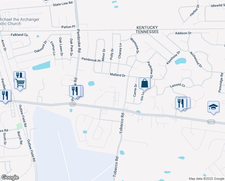 map of restaurants, bars, coffee shops, grocery stores, and more near 550 Syracuse Drive in Clarksville