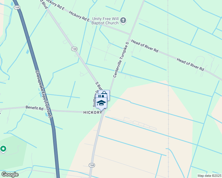 map of restaurants, bars, coffee shops, grocery stores, and more near 2549 Centerville Turnpike South in Chesapeake