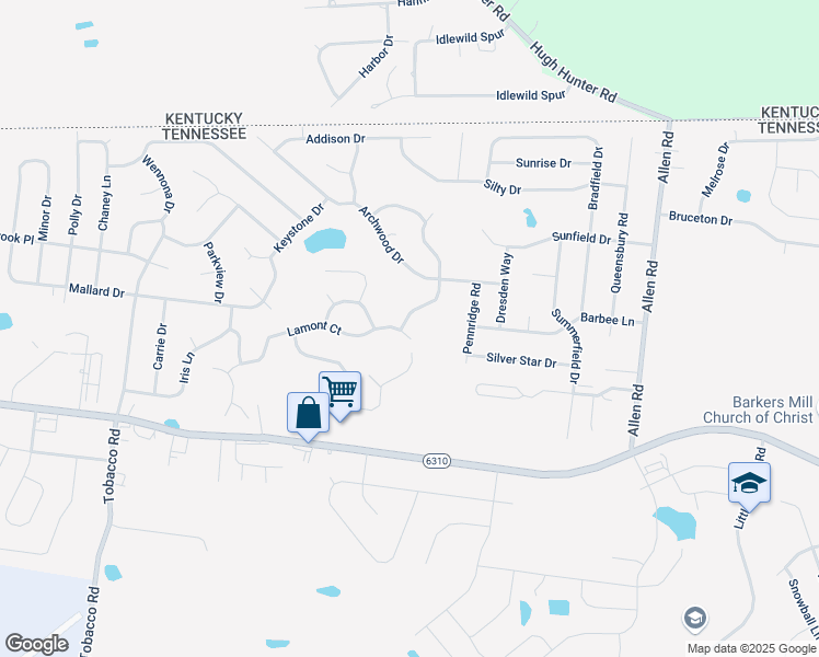 map of restaurants, bars, coffee shops, grocery stores, and more near 1201 Shorehaven Drive in Clarksville