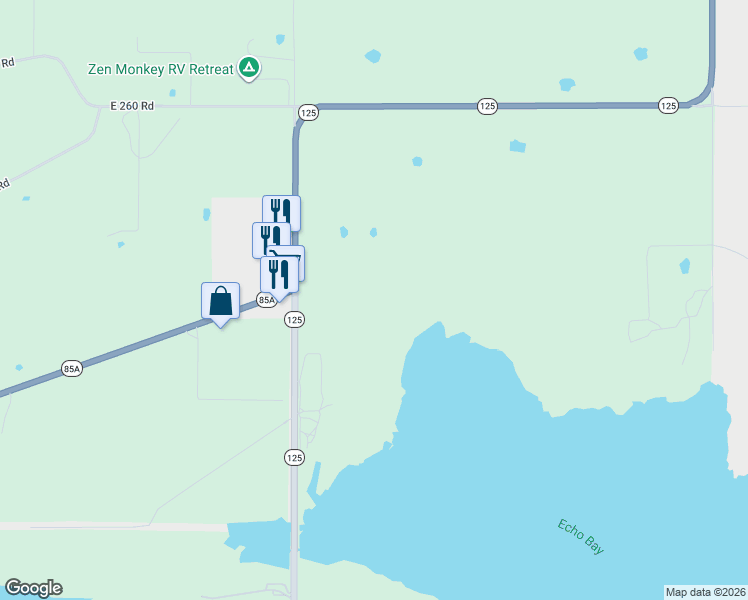 map of restaurants, bars, coffee shops, grocery stores, and more near 26412-26432 Oklahoma 125 in Bernice