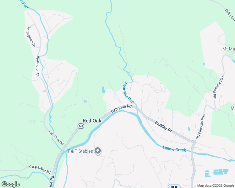 map of restaurants, bars, coffee shops, grocery stores, and more near 116 Tracy Ridge Road in Middlesboro