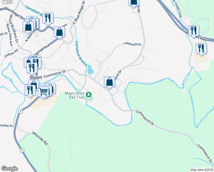 map of restaurants, bars, coffee shops, grocery stores, and more near 37 Woodland Drive in Stuart