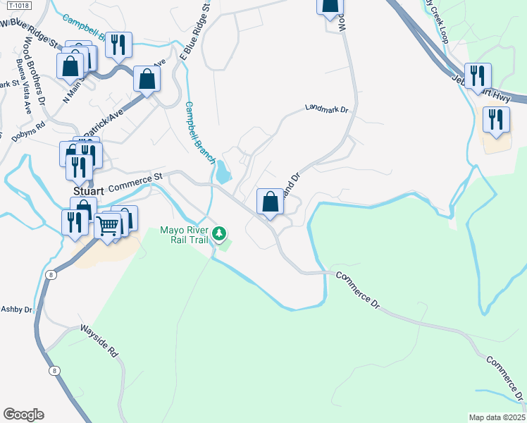 map of restaurants, bars, coffee shops, grocery stores, and more near 37 Woodland Drive in Stuart