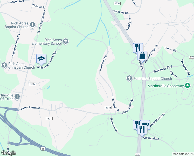 map of restaurants, bars, coffee shops, grocery stores, and more near 379 Confederate Avenue in Martinsville