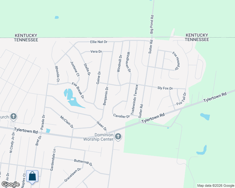 map of restaurants, bars, coffee shops, grocery stores, and more near 734 Gaine Lynn Drive in Clarksville