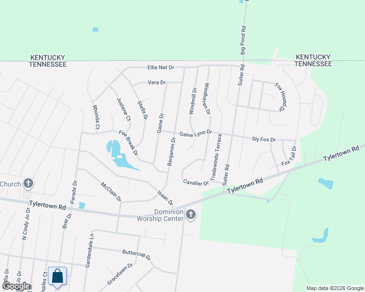 map of restaurants, bars, coffee shops, grocery stores, and more near 734 Gaine Lynn Drive in Clarksville