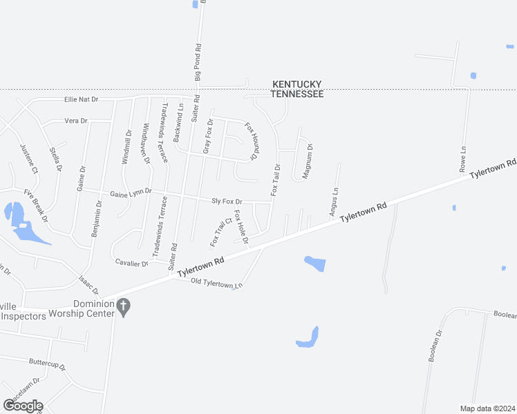 map of restaurants, bars, coffee shops, grocery stores, and more near 3629 Fox Den Lane in Clarksville