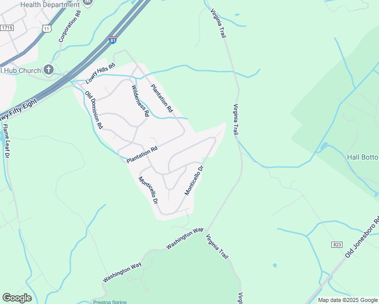 map of restaurants, bars, coffee shops, grocery stores, and more near 15324 Monticello Drive in Bristol