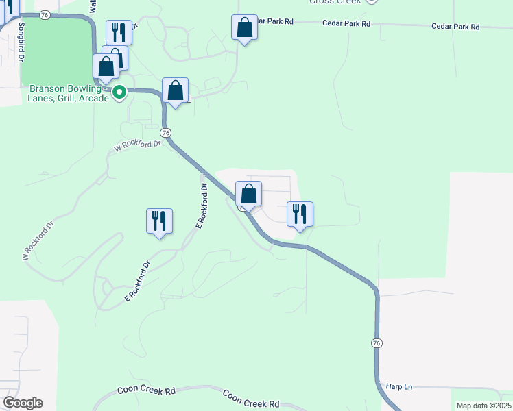 map of restaurants, bars, coffee shops, grocery stores, and more near 159 Travis Trail in Kirbyville