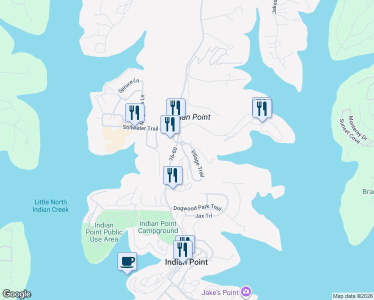 map of restaurants, bars, coffee shops, grocery stores, and more near 10 Village Trail in Branson