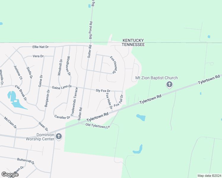 map of restaurants, bars, coffee shops, grocery stores, and more near 677 Sly Fox Drive in Clarksville