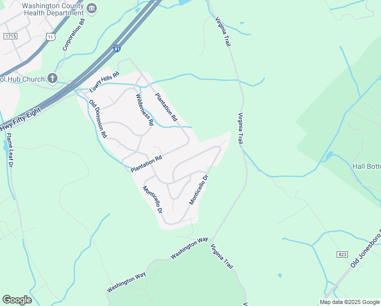 map of restaurants, bars, coffee shops, grocery stores, and more near 15324 Monticello Drive in Bristol