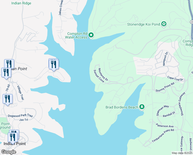 map of restaurants, bars, coffee shops, grocery stores, and more near 278 Sunset Cove in Branson
