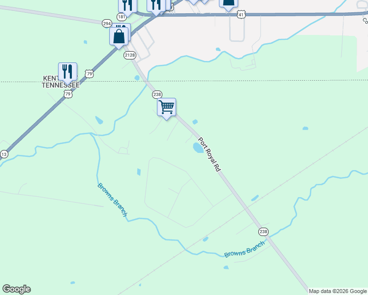 map of restaurants, bars, coffee shops, grocery stores, and more near 350 Port Royal Road in Clarksville