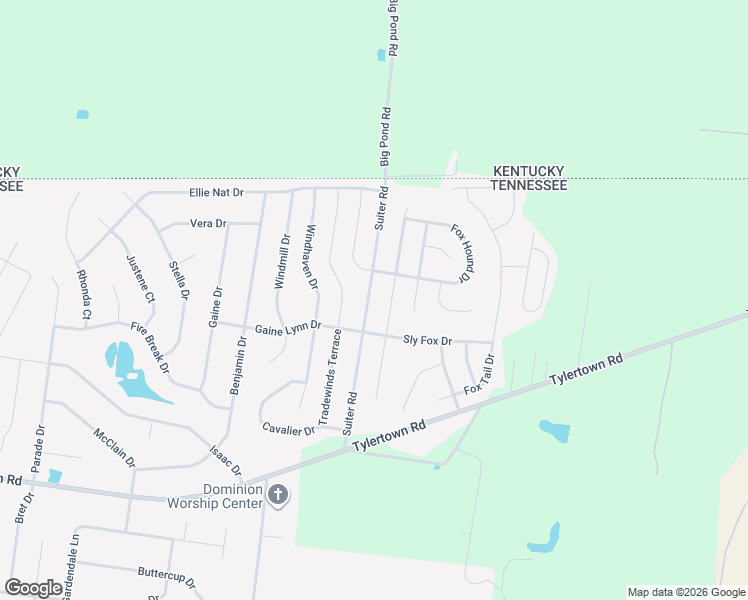 map of restaurants, bars, coffee shops, grocery stores, and more near 3761 Suiter Road in Clarksville