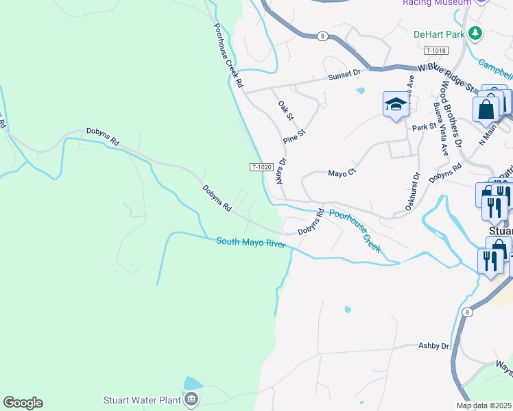 map of restaurants, bars, coffee shops, grocery stores, and more near 922 Dobyns Road in Stuart
