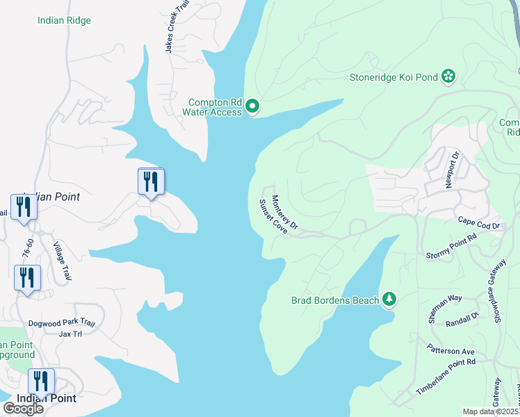 map of restaurants, bars, coffee shops, grocery stores, and more near 278 Sunset Cove in Branson