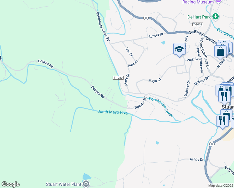 map of restaurants, bars, coffee shops, grocery stores, and more near 922 Dobyns Road in Stuart
