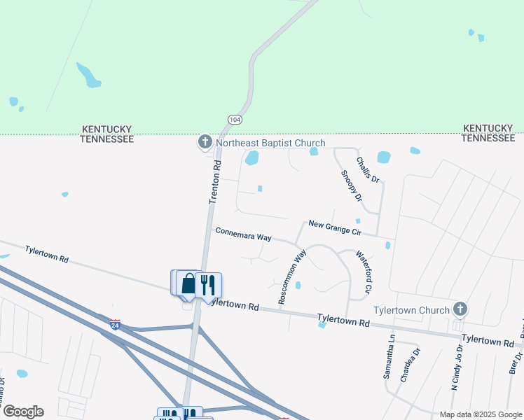 map of restaurants, bars, coffee shops, grocery stores, and more near 4237 North Woodstock Drive in Clarksville