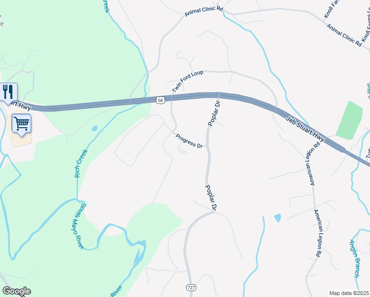 map of restaurants, bars, coffee shops, grocery stores, and more near 221 Rich Creek Drive in Stuart