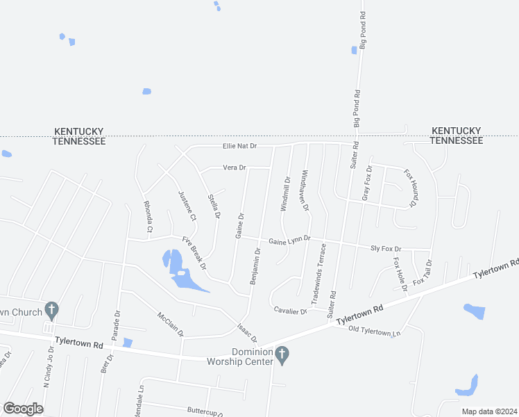 map of restaurants, bars, coffee shops, grocery stores, and more near 3919 Benjamin Drive in Clarksville