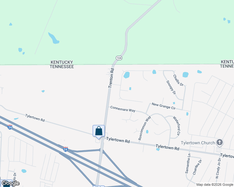 map of restaurants, bars, coffee shops, grocery stores, and more near 4255 Trenton Road in Clarksville