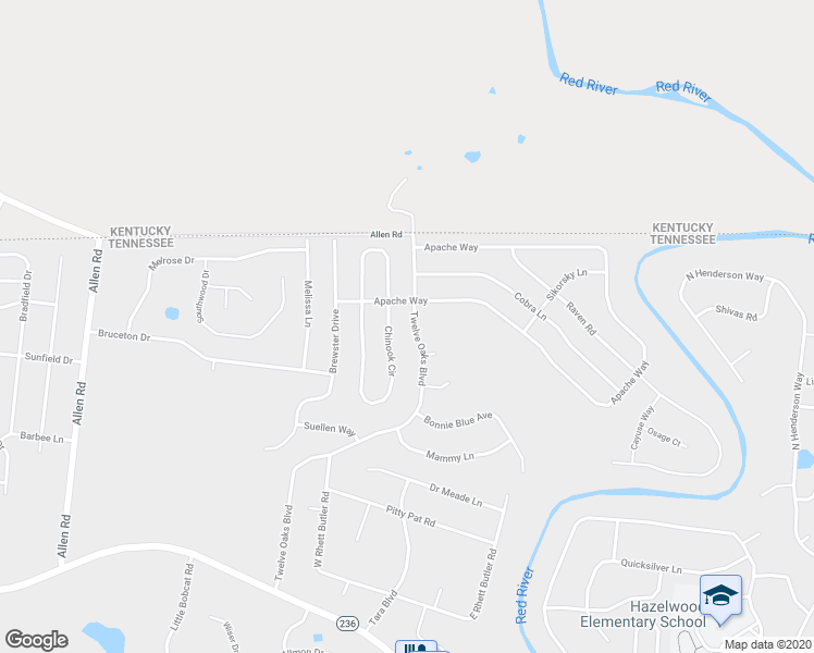 map of restaurants, bars, coffee shops, grocery stores, and more near 3124 Twelve Oaks Boulevard in Clarksville