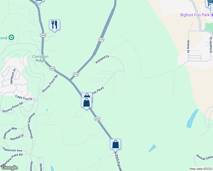 map of restaurants, bars, coffee shops, grocery stores, and more near 2904 Vineyards Parkway in Branson