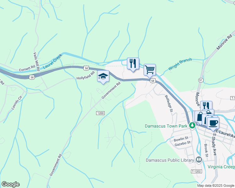 map of restaurants, bars, coffee shops, grocery stores, and more near 32140 Plymouth Court in Damascus