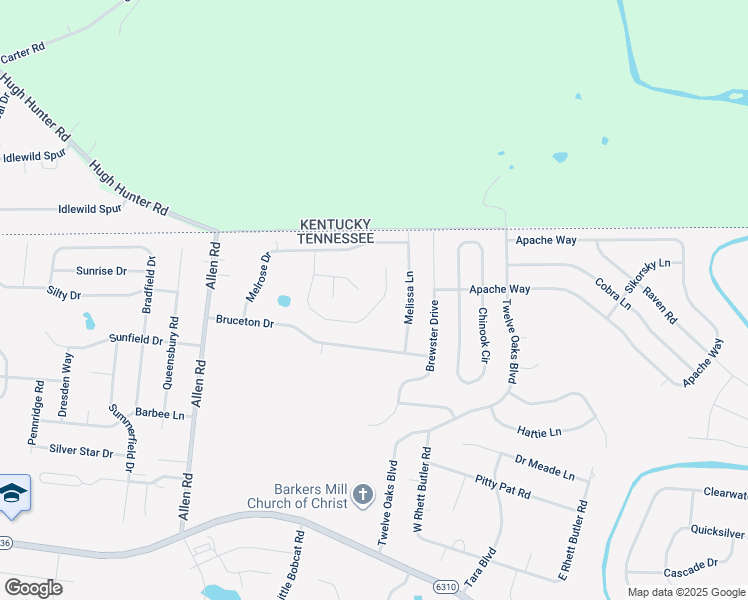 map of restaurants, bars, coffee shops, grocery stores, and more near 3501 Southwood Drive in Clarksville