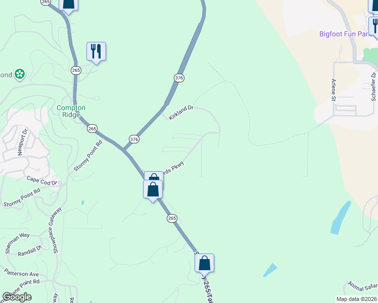 map of restaurants, bars, coffee shops, grocery stores, and more near 3002 North Vineyards Terrace in Branson