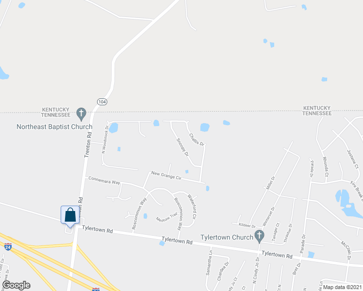 map of restaurants, bars, coffee shops, grocery stores, and more near 1181 Snoopy Drive in Clarksville