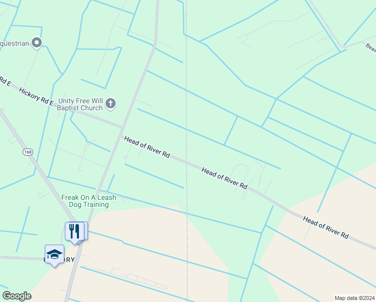 map of restaurants, bars, coffee shops, grocery stores, and more near 504 Head of River Road in Chesapeake
