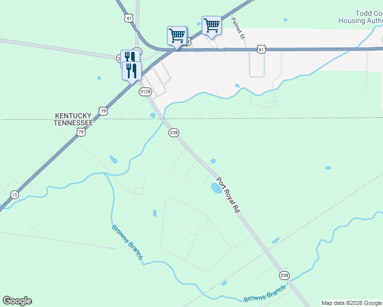 map of restaurants, bars, coffee shops, grocery stores, and more near 350 Port Royal Road in Clarksville