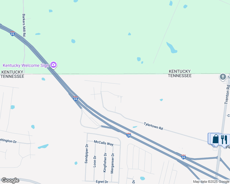 map of restaurants, bars, coffee shops, grocery stores, and more near 1767 Spring Water Drive in Clarksville