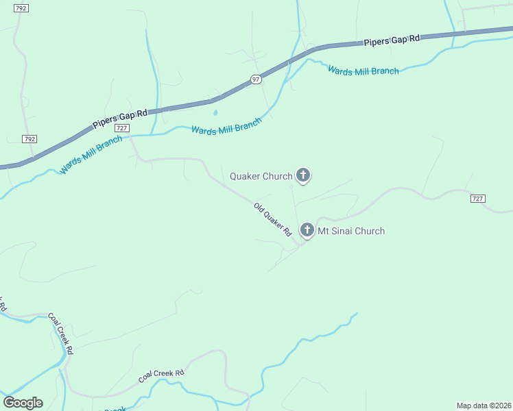 map of restaurants, bars, coffee shops, grocery stores, and more near Old Quaker Road in Galax