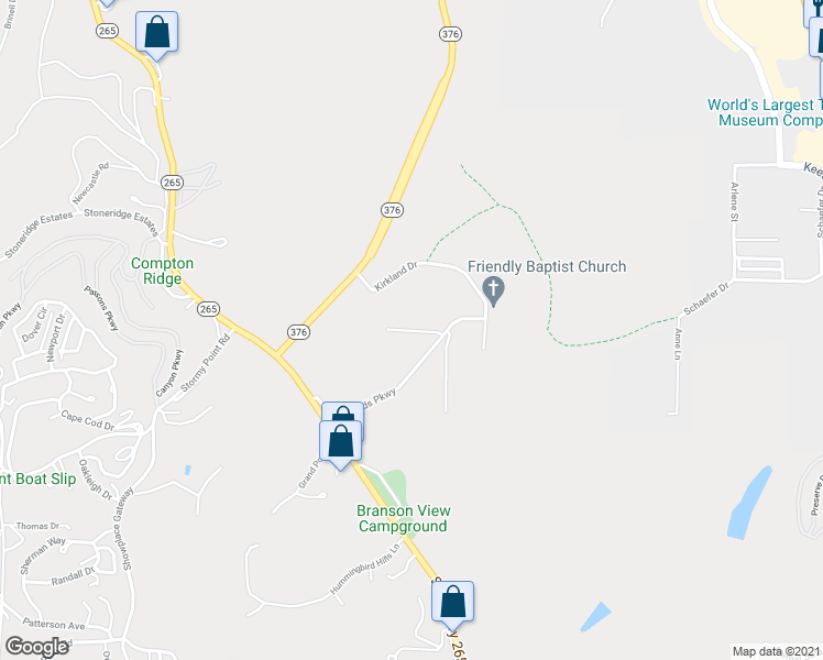 map of restaurants, bars, coffee shops, grocery stores, and more near 2955 Vinyards Parkway in Branson