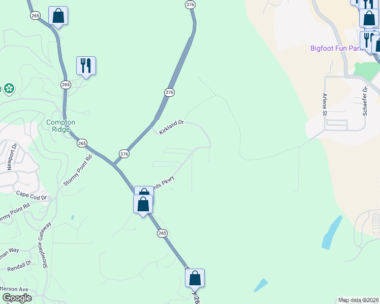 map of restaurants, bars, coffee shops, grocery stores, and more near 2950 Vineyards Parkway in Branson