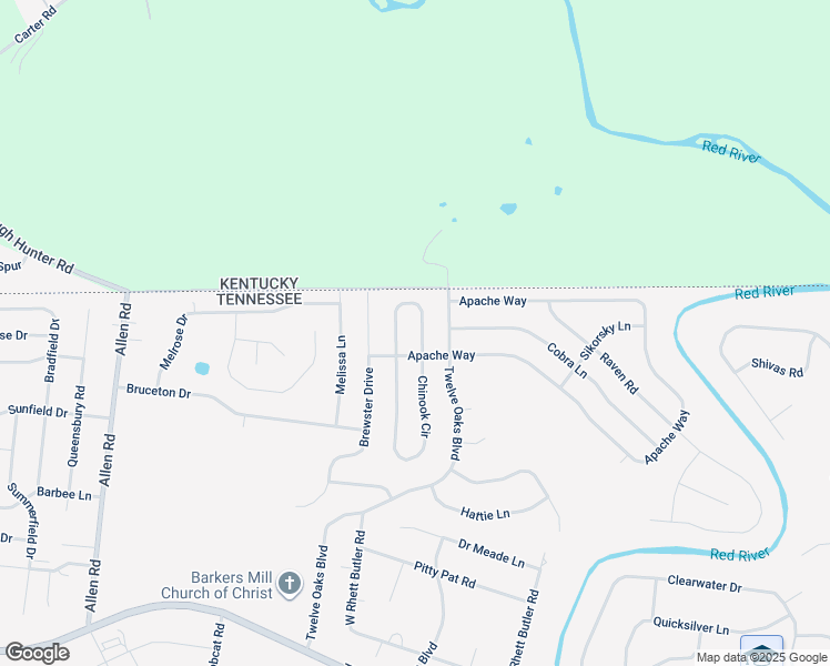 map of restaurants, bars, coffee shops, grocery stores, and more near 1272 Chinook Circle in Clarksville
