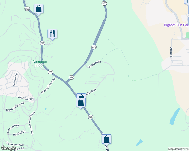 map of restaurants, bars, coffee shops, grocery stores, and more near 2964 Vineyards Parkway in Branson