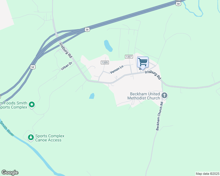 map of restaurants, bars, coffee shops, grocery stores, and more near 1254 Irisburg Road in Axton
