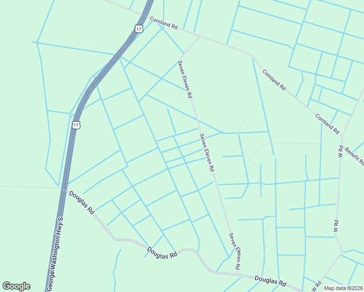 map of restaurants, bars, coffee shops, grocery stores, and more near 2608 Seven Eleven Road in Chesapeake