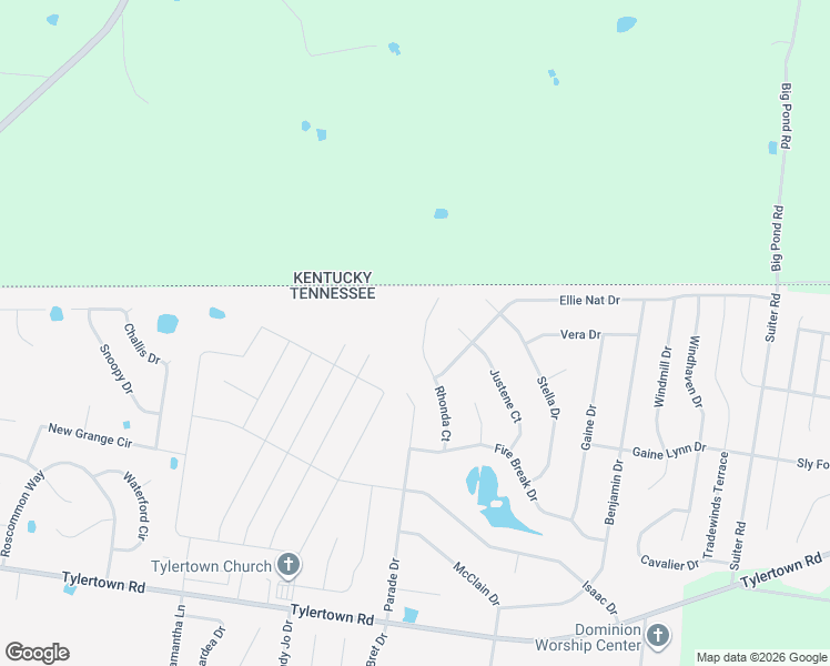 map of restaurants, bars, coffee shops, grocery stores, and more near 3923 Rhonda Court in Clarksville
