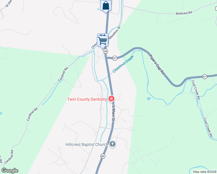 map of restaurants, bars, coffee shops, grocery stores, and more near 234 Chestnut Drive in Galax