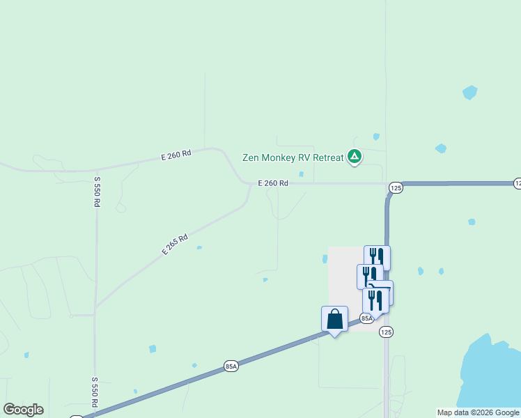 map of restaurants, bars, coffee shops, grocery stores, and more near 55613 East 260 Road in Afton